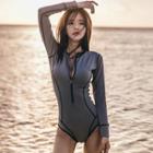 Long-sleeve Zip-front Swimsuit