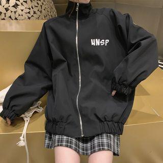 Hooded Zip Jacket / Plaid A-line Skirt
