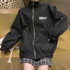 Hooded Zip Jacket / Plaid A-line Skirt