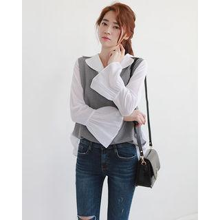 Inset Top Ruffle-trim Blouse