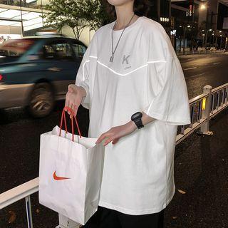 Reflective Trim Elbow-sleeve T-shirt