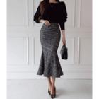 High-waist Tweed Long Mermaid Skirt
