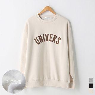 Brushed-fleece Lined Letter Appliqu  Sweatshirt