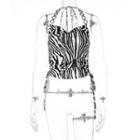 Halter Zebra Print Drawstring Cropped Camisole Top