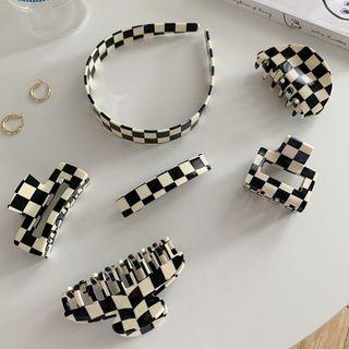 Check Acetate Headband Black & White - One Size