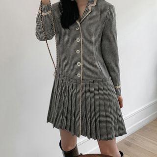 Houndstooth Long-sleeve Coat Dress