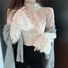 Lace Bell-sleeve Top Almond - One Size