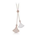 925 Sterling Silver Rose Plated Gold Minimalist Skirt Necklace With Austrian Element Crystal Rose Gold - One Size