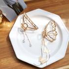 Butterfly Faux Pearl Alloy Fringed Earring