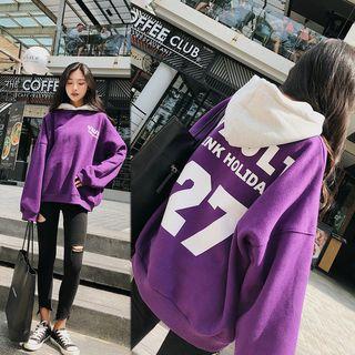 Color Panel Lettering Hoodie