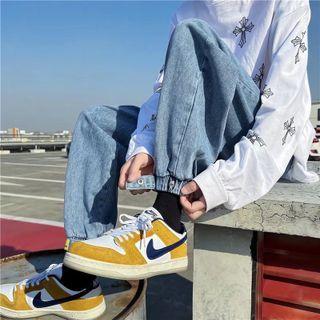High-waist Drawstring Denim Pants