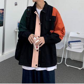 Color Block Panel Cargo Jacket