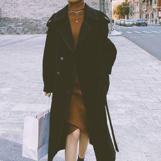 Tie-waist Wool Trench Coat