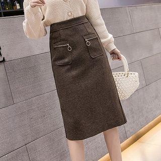 Pocket Detail Midi Straight-fit Skirt