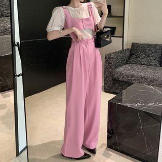Short-sleeve T-shirt / Cropped Camisole Top / Wide Leg Pants
