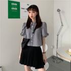 Plaid Short-sleeve Shirt / Pleated Skirt
