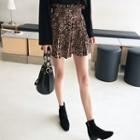 Band-waist Leopard Print Skirt Brown - One Size