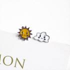 925 Sterling Silver Non-matching Sun & Cloud Stud Earring 1 Pair - Earrings - One Size