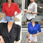 Notched-collar Double-breasted Chiffon Shirt
