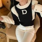 Color Block Sweater / Sleeveless Mini Sheath Dress / Belt
