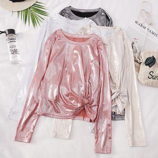 Long Sleeve Metallic Top