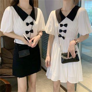 Set: Short Sleeve Blouse + Skirt / Short Sleeve Dress