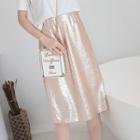 Sequined A-line Midi Skirt