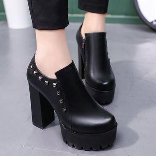 Platform Chunky Heel Studded Ankle Boots