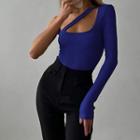 Long-sleeve One-shoulder Fitted Top