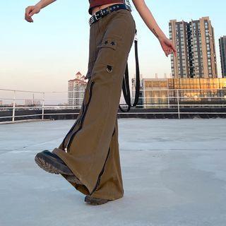 Star Print Wide-leg Cargo Pants