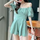 Off-shoulder Wide-leg Romper