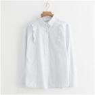 Long-sleeve Plain Frilled Shirt