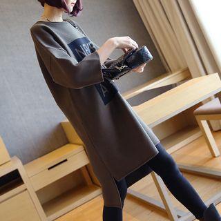 Lettering 3/4 Sleeve Sweater Dress