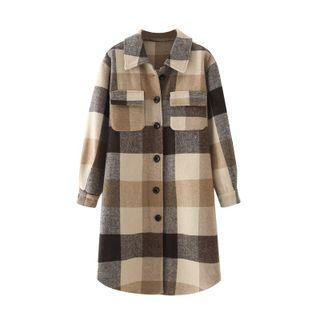 Lapel Plaid Medium Maxi Jacket
