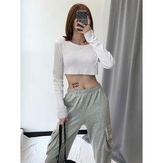 Long-sleeved Crop Light Top