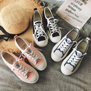 Two-tone Canvas Lace-up Shoes