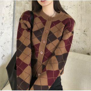 Geometric Print Knit Cardigan