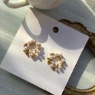 Faux Pearl Round Ear Stud 1 Pair - Gold - One Size