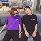 Couple Matching Short-sleeve Logo T-shirt / Contrast Trim Pants