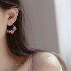 925 Sterling Silver Flower Drop Earring 1 Pair - Earring - Strawberry - One Size