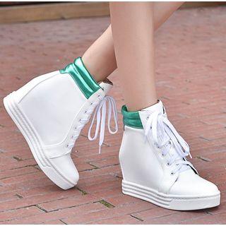 Cuff Accent Hidden Wedge Sneaker Booties