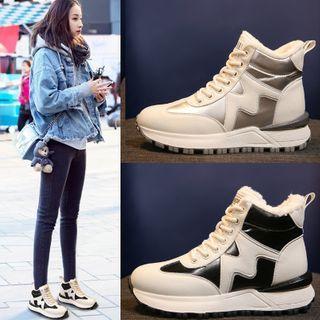 Platform Fleece-lined Lace Up High Top Sneakers