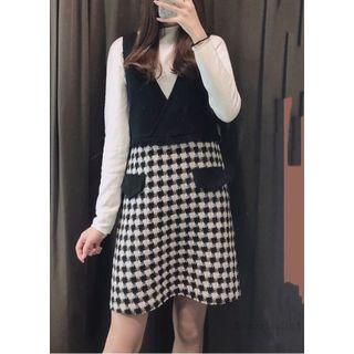 Pattern Panel A-line Pinafore Dress