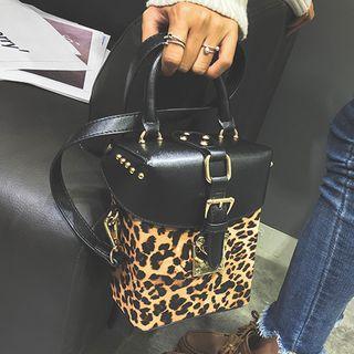 Leopard Print Buckled Cross Bag