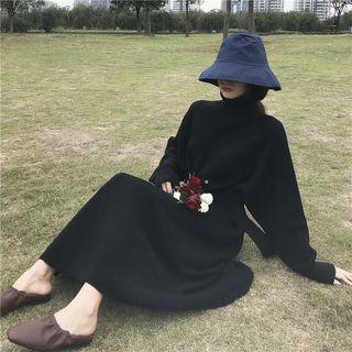Belted Knit Dress Black - One Size