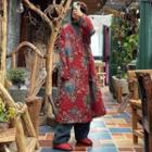 Floral Padded Coat Floral - Red - One Size