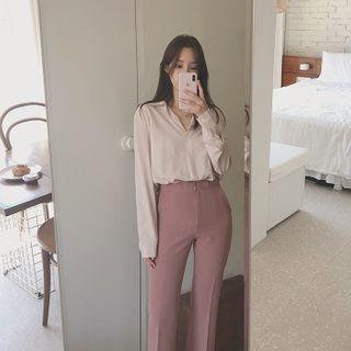 Half-placket Silky Shirt