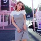 Mock-two Color-block Short-sleeve Dress