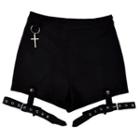 Cross Accent Shorts With Detachable Garter Strap