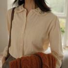 Peterpan-collar Embroidered Blouse Beige - One Size